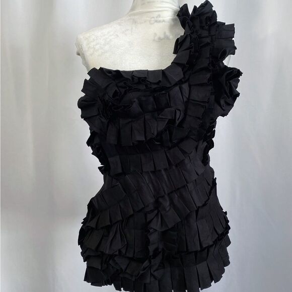 Bottega Veneta Pleated Ruffle One Shoulder Top size 38/us size 2 - Picture 3 of 9